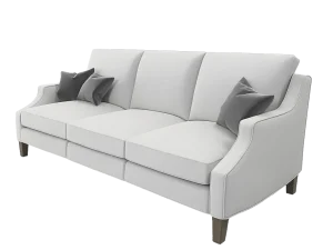 A Luxury Sofa white couch adorned with decorative pillows, showcasing a modern and inviting living space.
