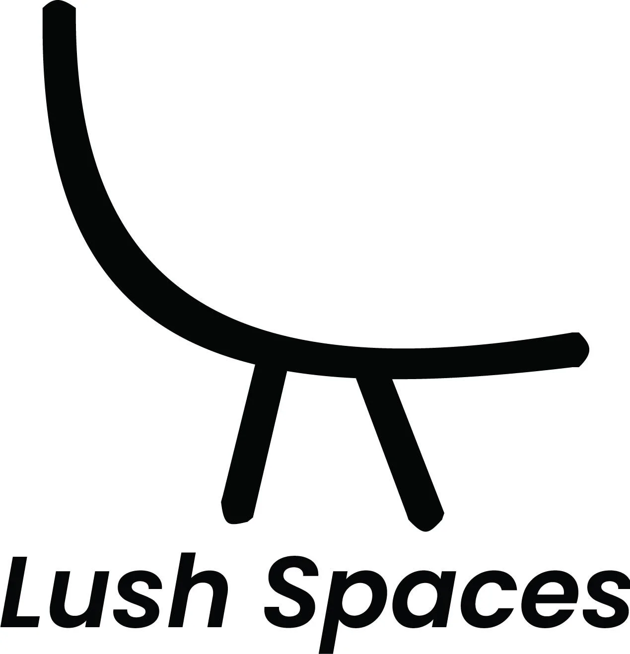 Lushspaces white logo — custom furniture store Dubai UAE