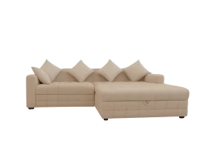 A Bubble Sofa Cum Bed adorned with pillows, providing comfort and style for relaxation or guest accommodations.
