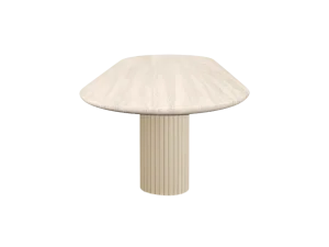 Marble Dining Table with a wooden base, showcasing a blend of natural materials and elegant design.