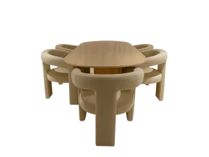 A marble-dining-table-with-6-chairs showcasing a stylish and contemporary dining setup.