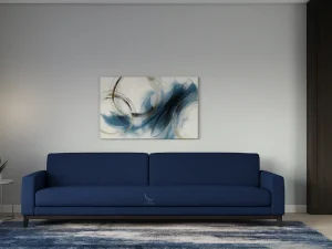 Stylish living room with marble flooring and large windows, emphasizing the rise of smart furniture in modern interiors.