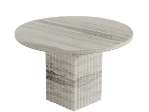 A soho coffee table featuring a sleek circular base, elegantly designed for modern interiors.