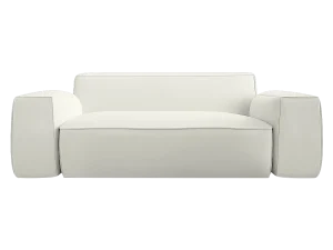 A damien sofa white couch featuring a sleek white leather seat, showcasing a modern and minimalist design.