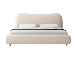 A Eternal Queen Bed with a white headboard is illuminated by a sleek black light, creating a modern and stylish bedroom ambiance.