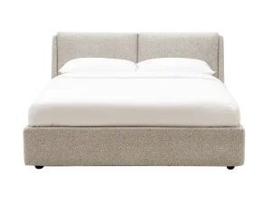 A bed featuring a white headboard and footboard, elegantly designed for a clean and modern aesthetic.