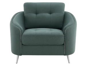 A Kruzer 1-Seater Fabric Sofa chair featuring a blue upholstered seat and matching legs, designed for comfort and style.