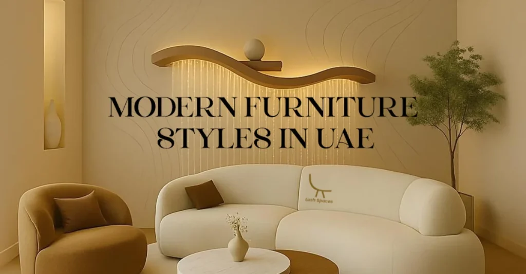 A display of modern furniture styles showcasing contemporary designs popular in the UAE.